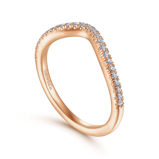 14K Rose Gold Matching Diamond Wedding Band angle 3