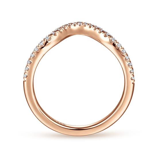 14K Rose Gold Matching Diamond Wedding Band angle 2