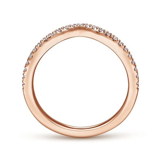 14K Rose Gold Matching Diamond Wedding Band angle 2
