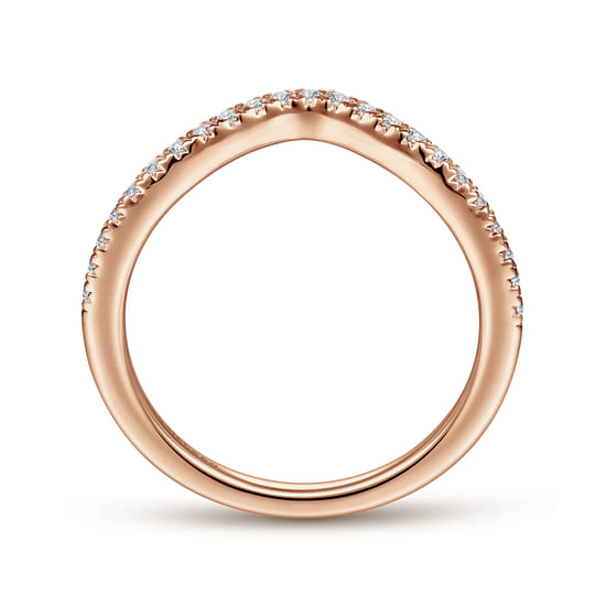 14K Rose Gold Matching Diamond Wedding Band angle 2