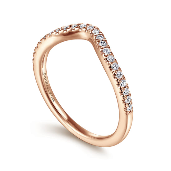 14K Rose Gold Matching Diamond Wedding Band angle 3