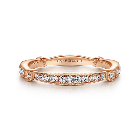 Gabriel - 14K Rose Gold Matching Diamond Wedding Band