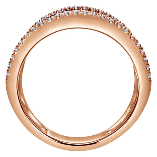 14K Rose Gold Multi Row Wide Diamond Ring