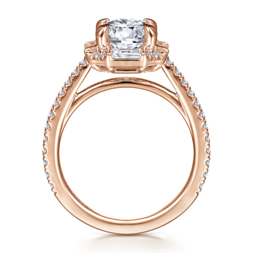 14K Rose Gold Octagonal Halo Round Diamond Engagement Ring 14K Rose Gold Octagonal Halo Round Diamond Engagement Ring
