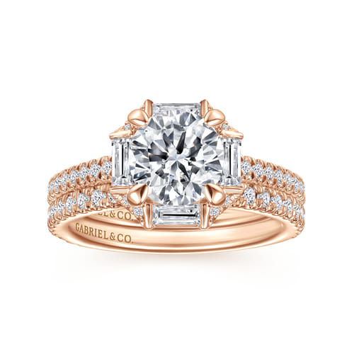 14K Rose Gold Octagonal Halo Round Diamond Engagement Ring 14K Rose Gold Octagonal Halo Round Diamond Engagement Ring