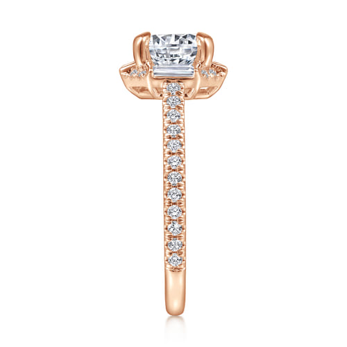 14K Rose Gold Octagonal Halo Round Diamond Engagement Ring 14K Rose Gold Octagonal Halo Round Diamond Engagement Ring