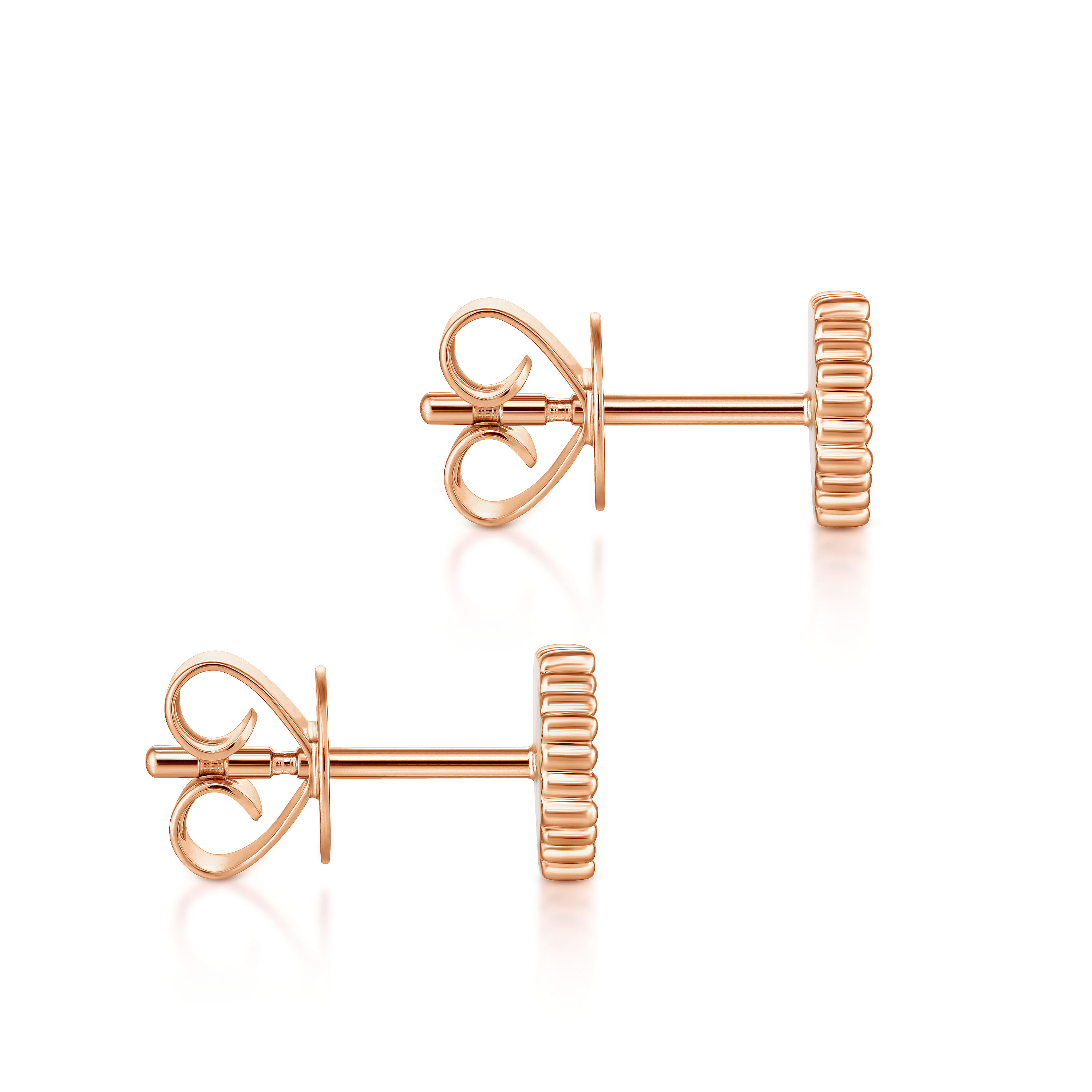 14K Rose Gold Octagonal Pavé Diamond Cluster Stud Earrings