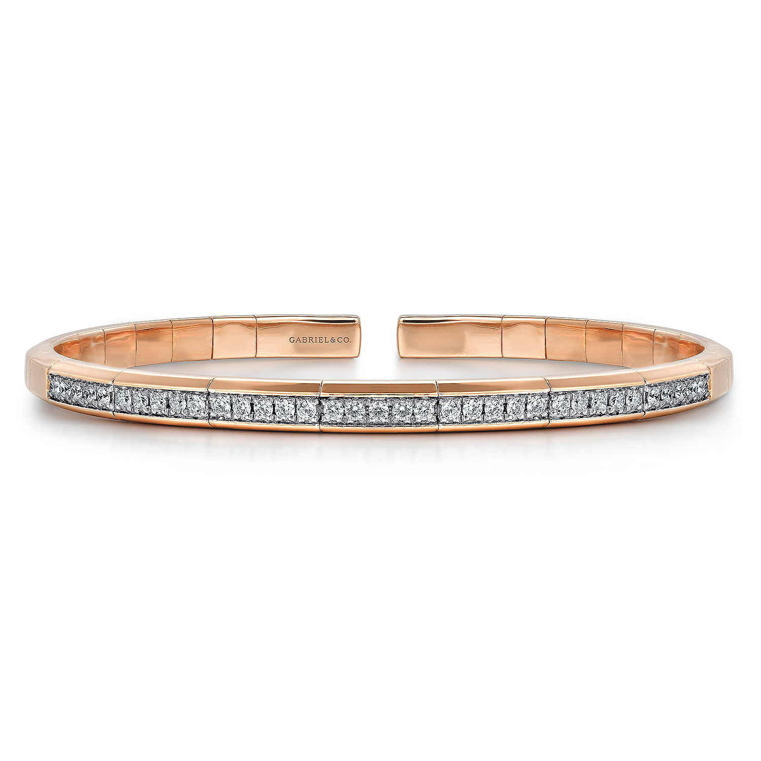 14K Rose Gold Open Bangle with Diamonds