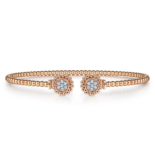 14K Rose Gold Open Bangle with Pav¿ª Diamond Circles