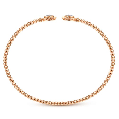14K Rose Gold Open Bangle with Pav¿ª Diamond Circles