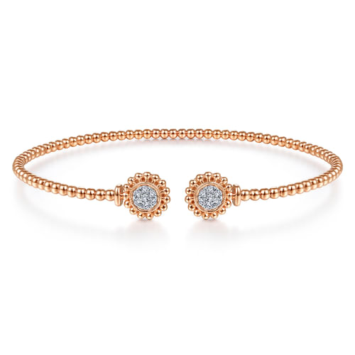 14K Rose Gold Open Bangle with Pav¿ª Diamond Circles
