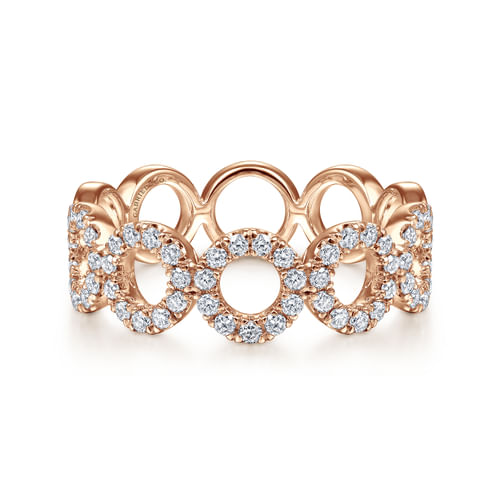 14K Rose Gold Open Circle Diamond Ring