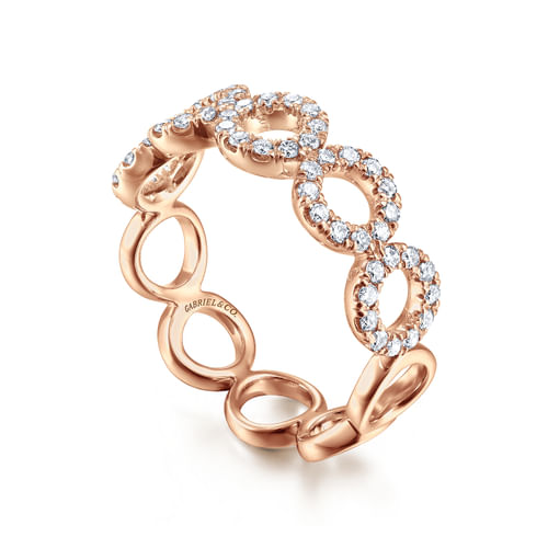 14K Rose Gold Open Circle Diamond Ring