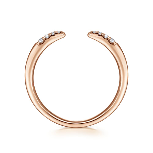 14K Rose Gold Open Diamond Tipped Stackable Ring