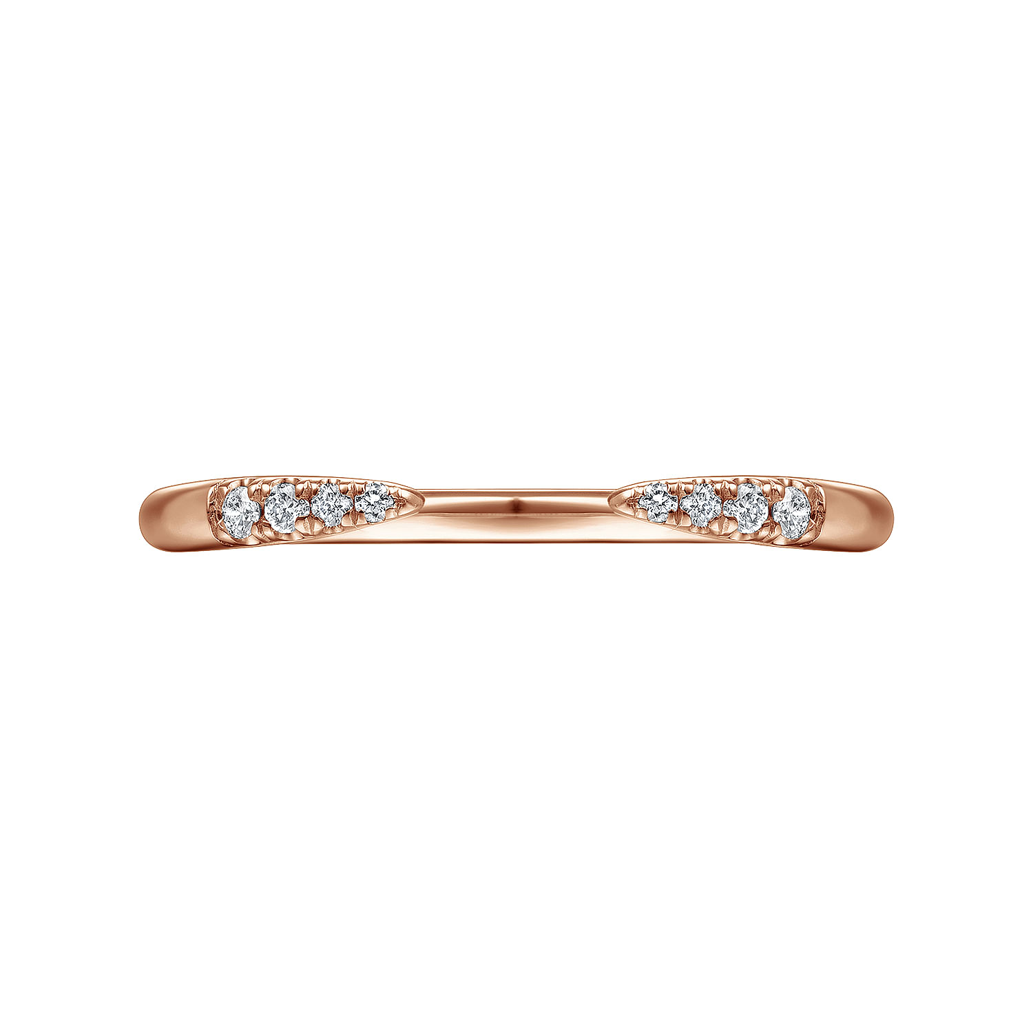 14K Rose Gold Open Diamond Tipped Stackable Ring