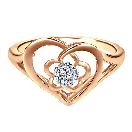 Gabriel - 14K Rose Gold Open Heart Floral Diamond Cluster Ring