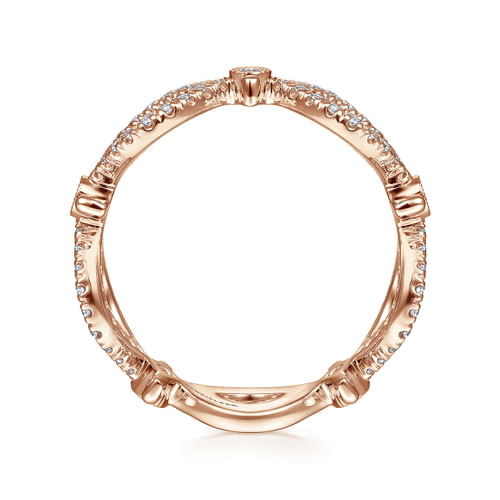14K Rose Gold Open Link Diamond Station Ring