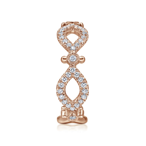 14K Rose Gold Open Link Diamond Station Ring