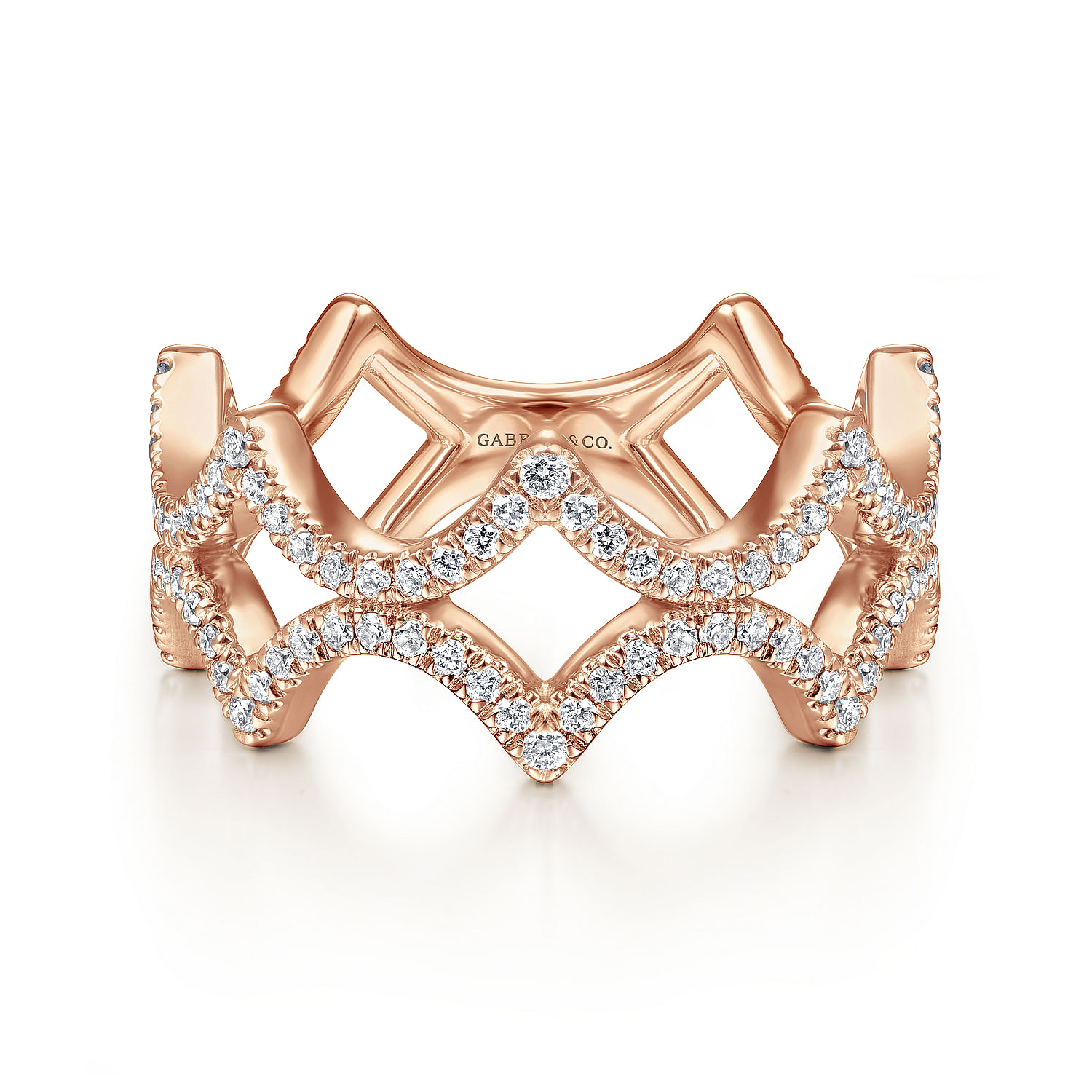 14K Rose Gold Open Triangular Diamond Ring