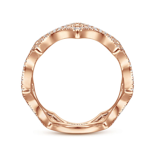 14K Rose Gold Open Triangular Diamond Ring