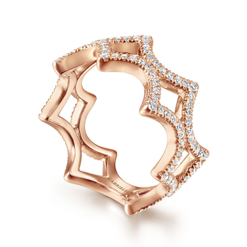 14K Rose Gold Open Triangular Diamond Ring