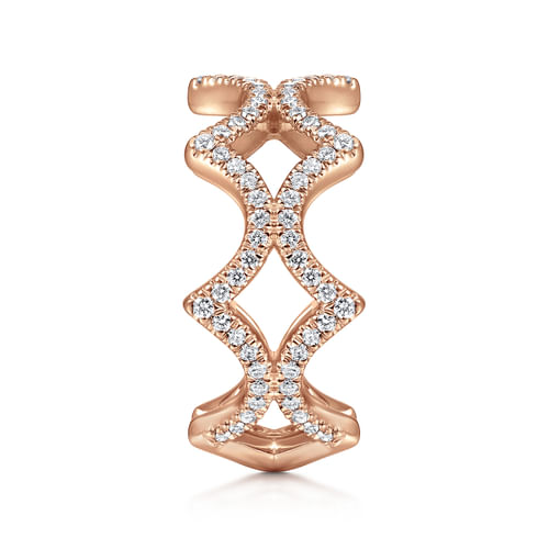 14K Rose Gold Open Triangular Diamond Ring