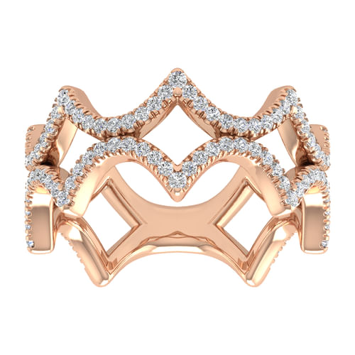 14K Rose Gold Open Triangular Diamond Ring