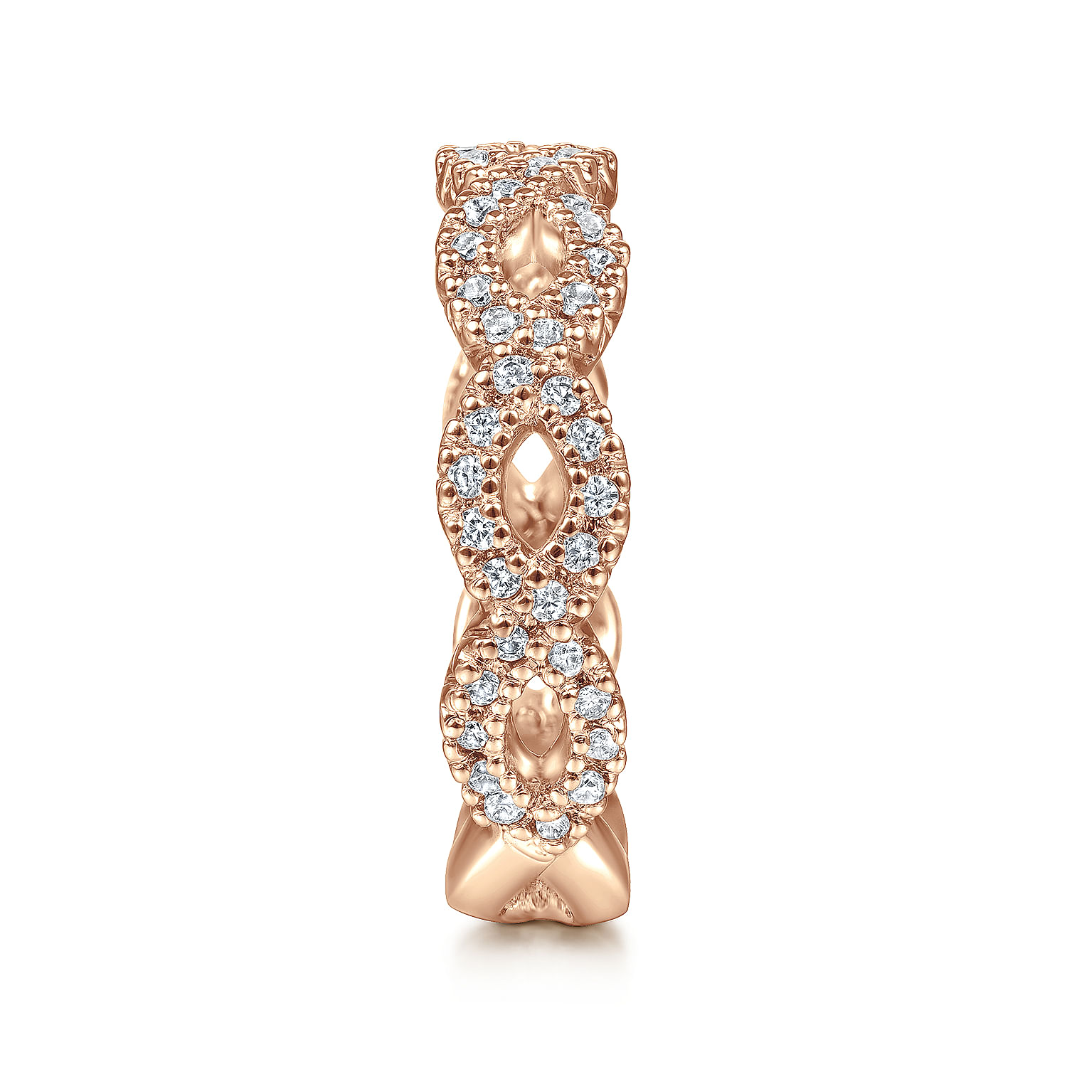 14K Rose Gold Open Twisted Diamond Stackable Ring