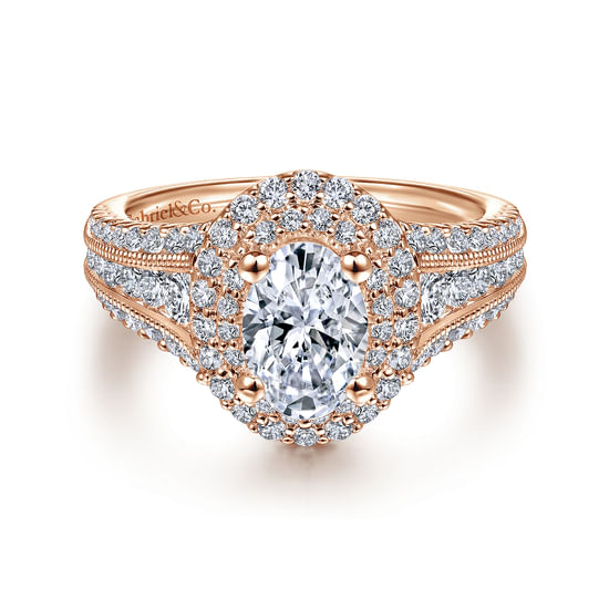 Gabriel - 14K Rose Gold Oval Diamond Channel Set Engagement Ring