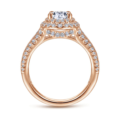 14K Rose Gold Oval Diamond Channel Set Engagement Ring
