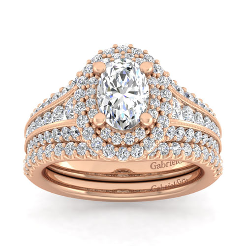 14K Rose Gold Oval Diamond Channel Set Engagement Ring