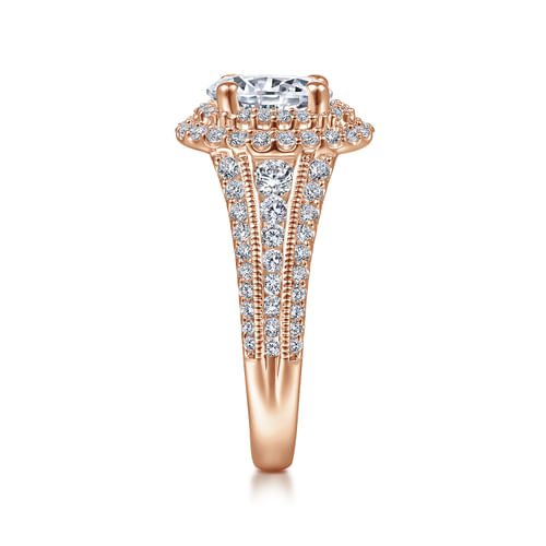 14K Rose Gold Oval Diamond Channel Set Engagement Ring