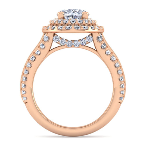14K Rose Gold Oval Diamond Channel Set Engagement Ring