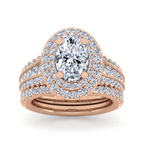 14K Rose Gold Oval Diamond Channel Set Engagement Ring