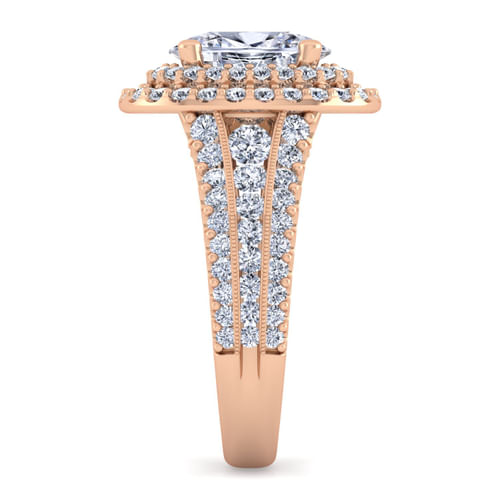14K Rose Gold Oval Diamond Channel Set Engagement Ring
