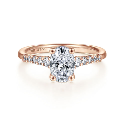 14K Rose Gold Oval Diamond Engagement Ring