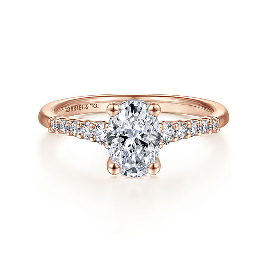 Gabriel - 14K Rose Gold Oval Diamond Engagement Ring