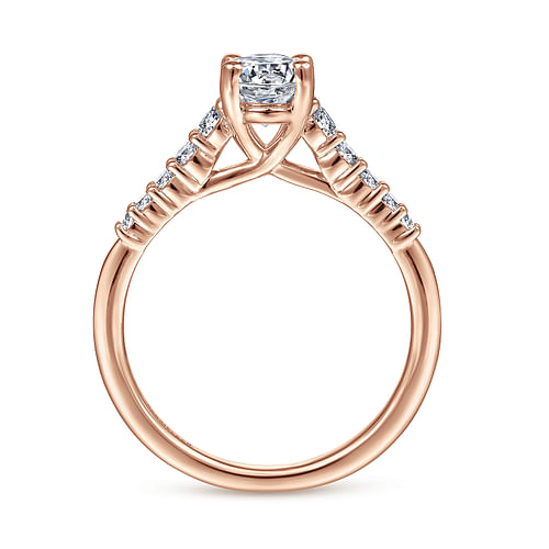 14K Rose Gold Oval Diamond Engagement Ring