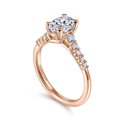 14K Rose Gold Oval Diamond Engagement Ring