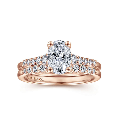 14K Rose Gold Oval Diamond Engagement Ring