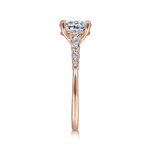 14K Rose Gold Oval Diamond Engagement Ring