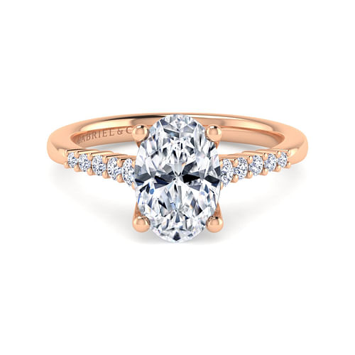 14K Rose Gold Oval Diamond Engagement Ring