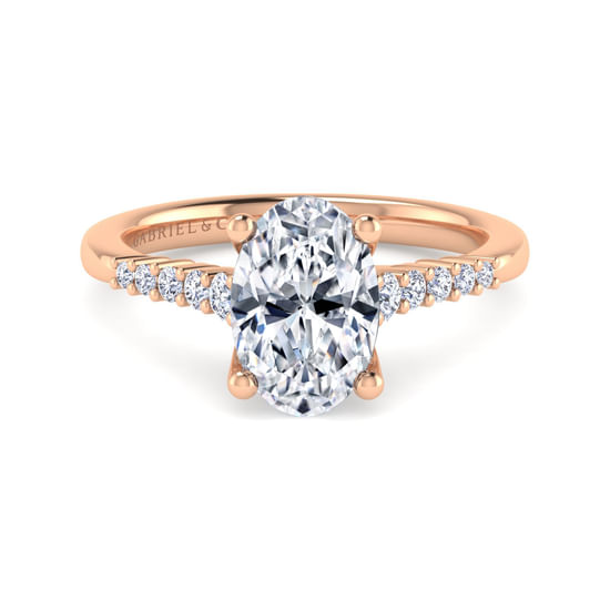Gabriel - 14K Rose Gold Oval Diamond Engagement Ring