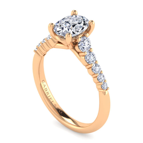 14K Rose Gold Oval Diamond Engagement Ring
