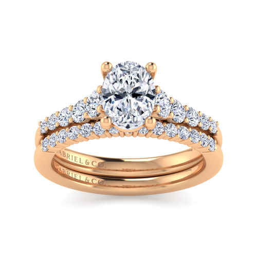 14K Rose Gold Oval Diamond Engagement Ring