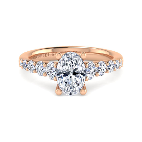 Gabriel - 14K Rose Gold Oval Diamond Engagement Ring