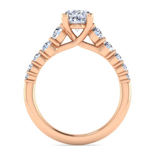 14K Rose Gold Oval Diamond Engagement Ring