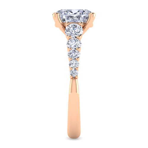 14K Rose Gold Oval Diamond Engagement Ring