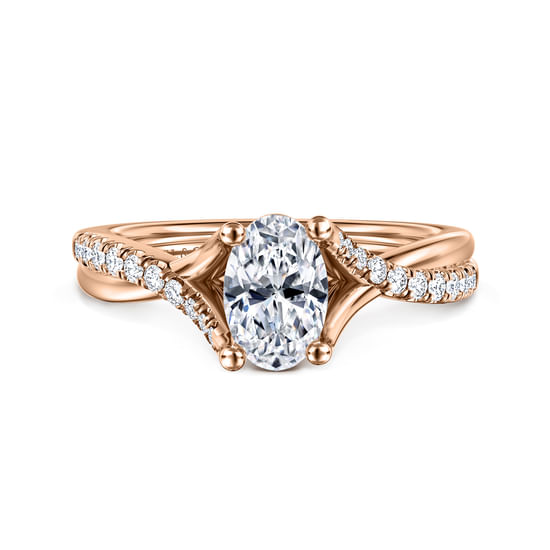 Gabriel - 14K Rose Gold Oval Diamond Engagement Ring