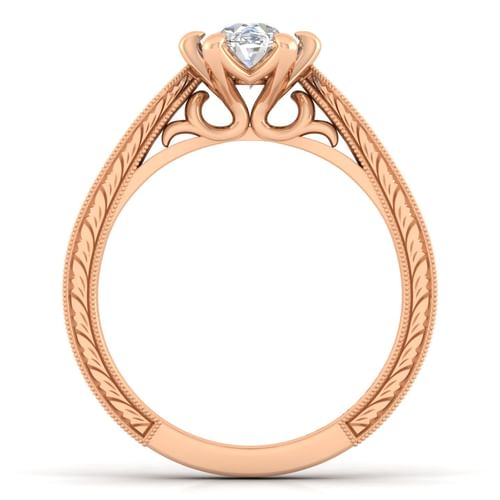 14K Rose Gold Oval Diamond Engagement Ring